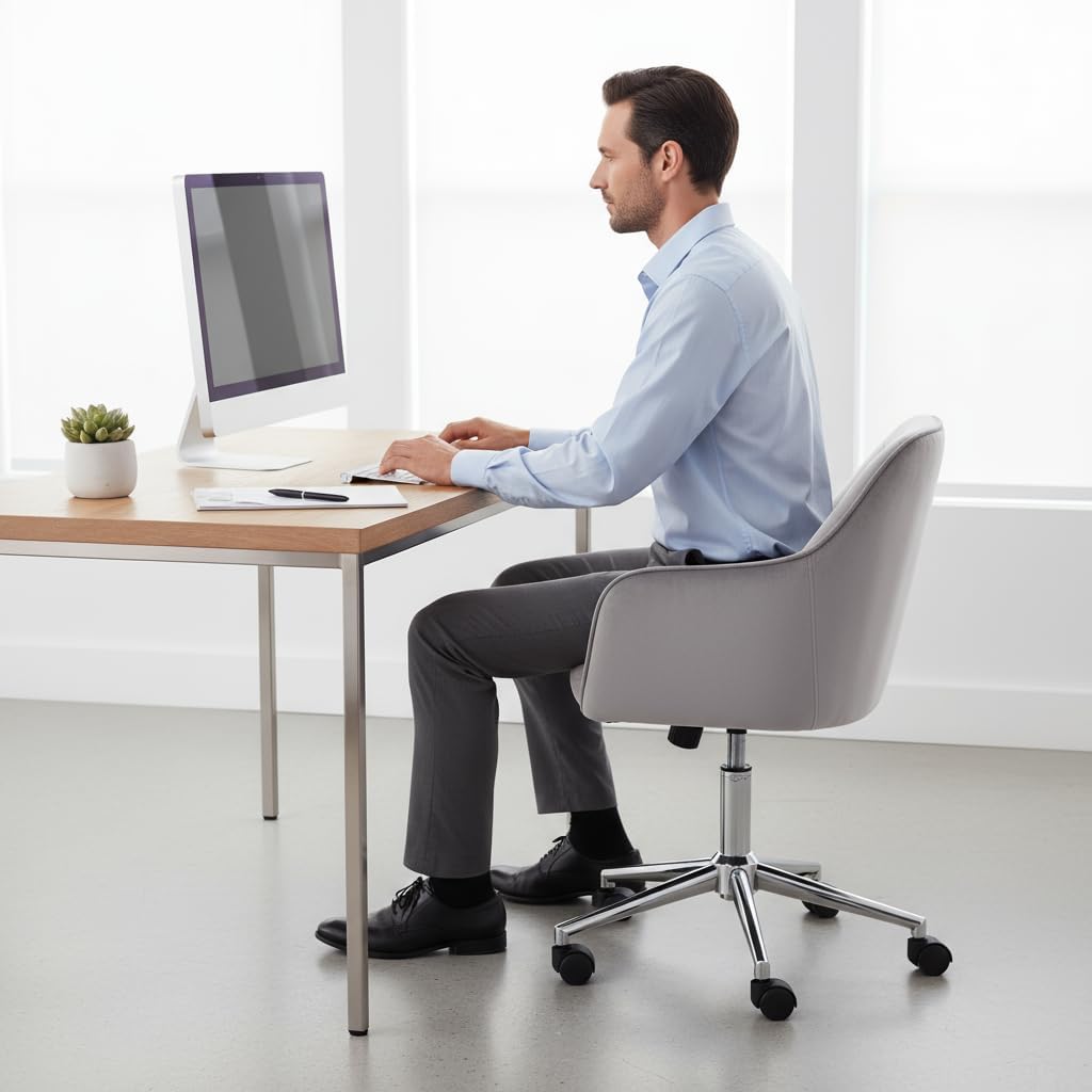 Velvet Executive Ergonomic Swivel Chair with Armrests and Back Support - Image 5