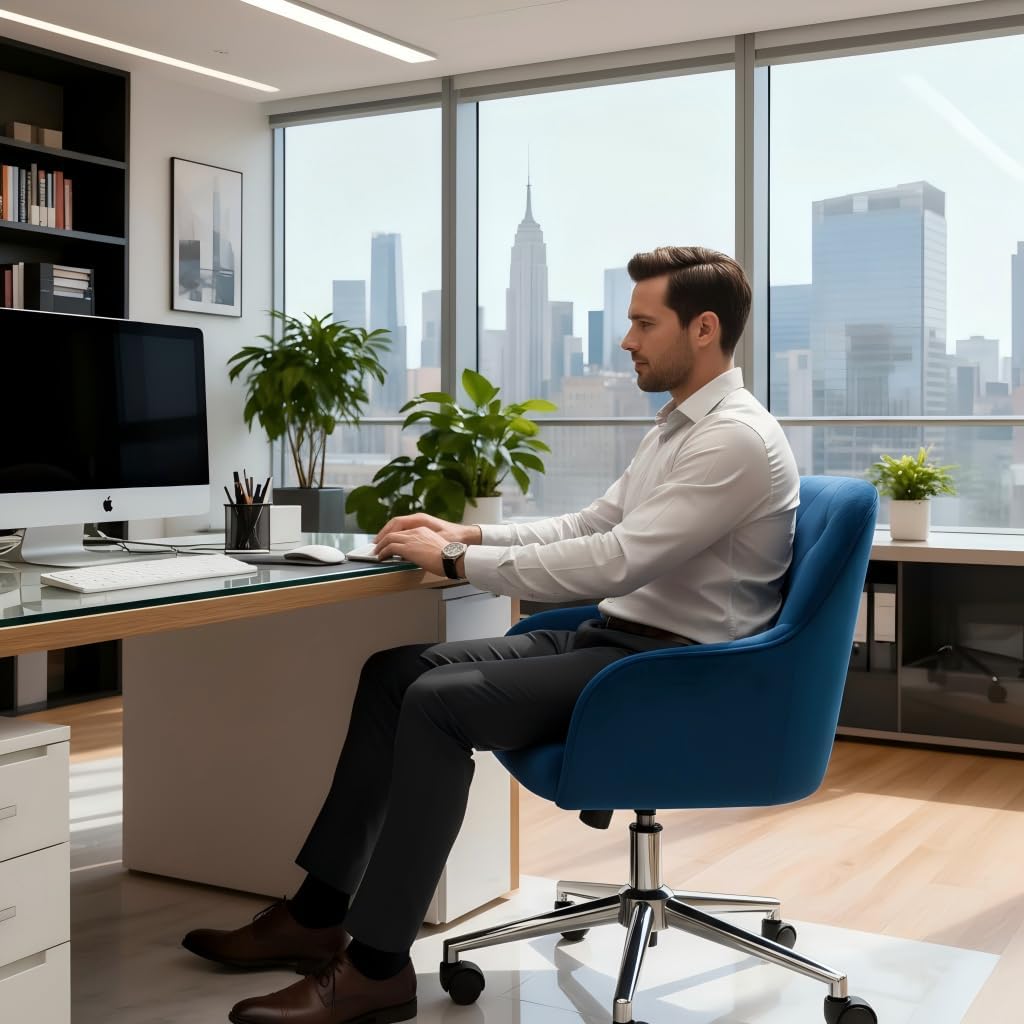 Velvet Executive Ergonomic Swivel Chair with Armrests and Back Support - Image 8