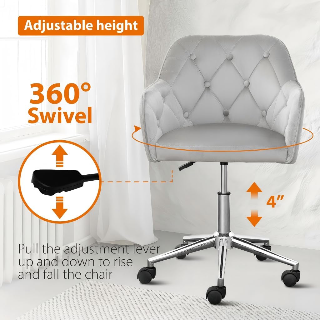 Velvet Executive Ergonomic Swivel Chair with Armrests and Back Support - Image 6