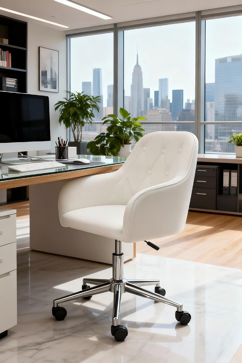 Velvet Executive Ergonomic Swivel Chair with Armrests and Back Support - Image 16