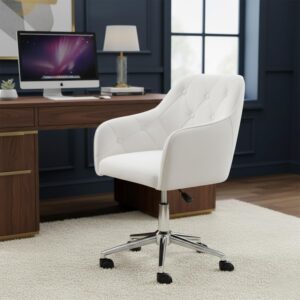 Velvet Executive Ergonomic Swivel Chair with Armrests and Back Support