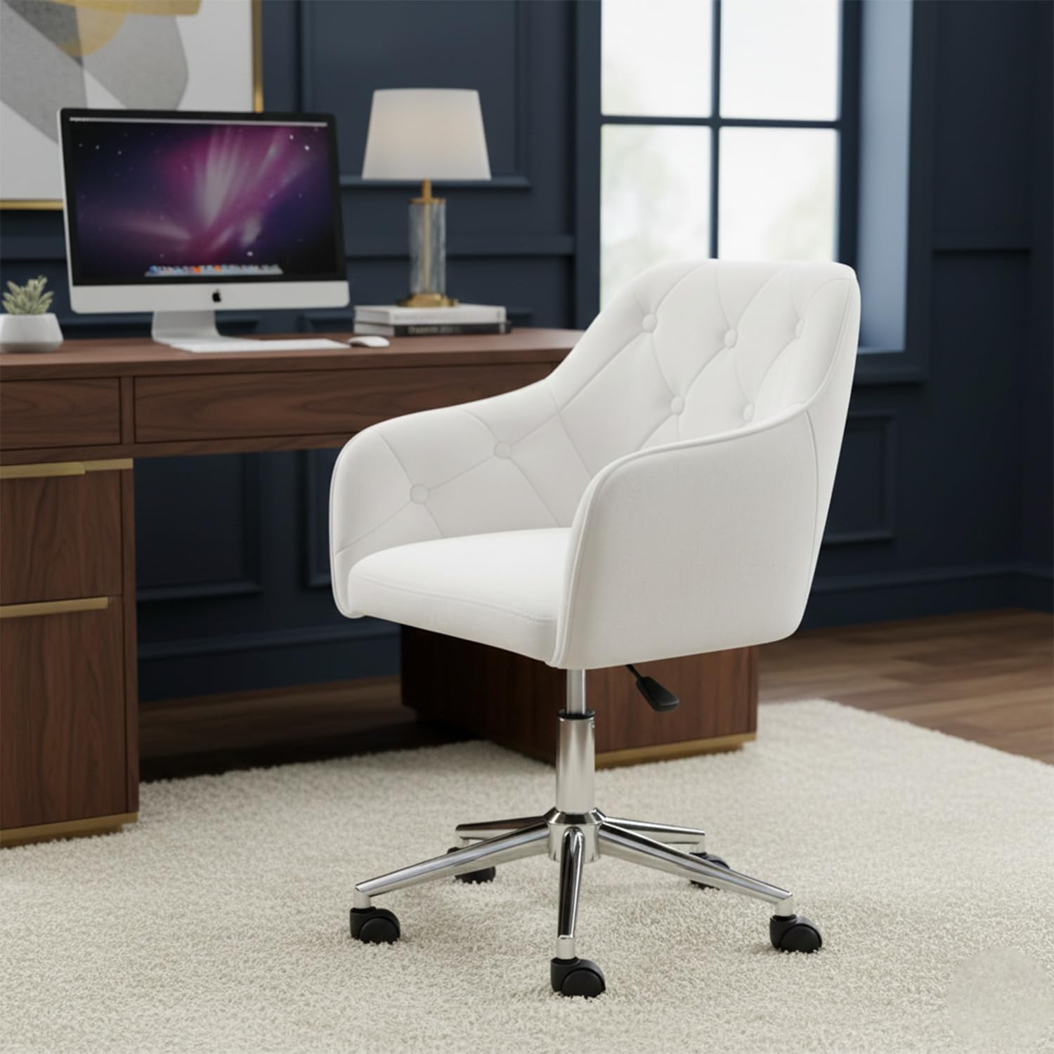 Velvet Executive Ergonomic Swivel Chair with Armrests and Back Support
