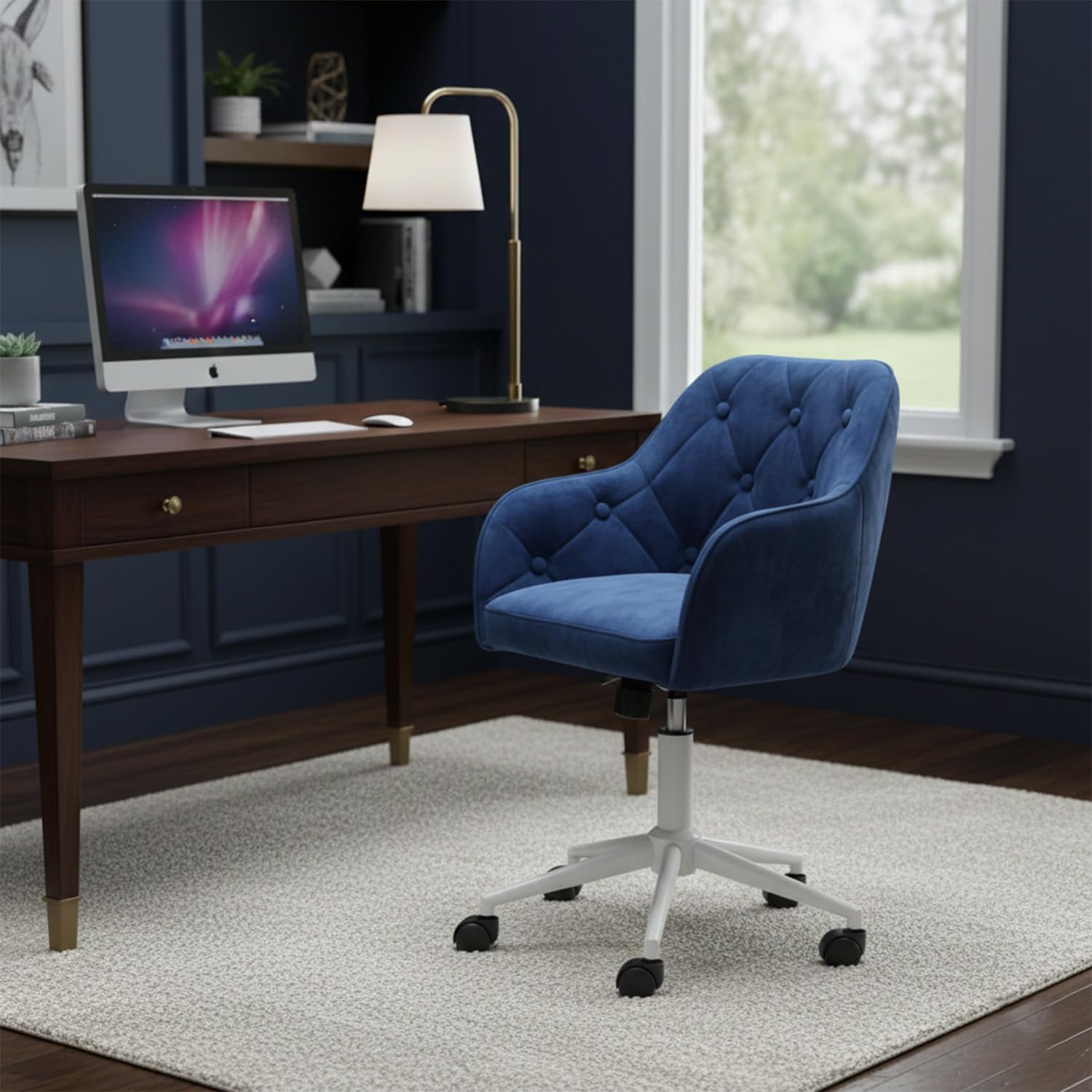 Velvet Executive Ergonomic Swivel Chair with Armrests and Back Support - Image 12