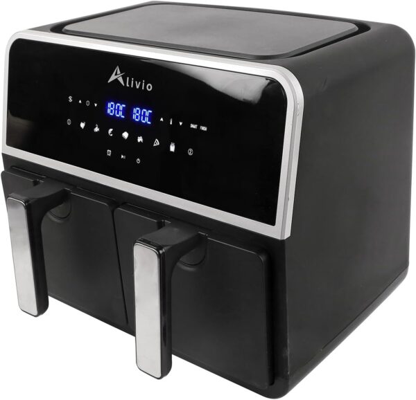 Alivio 9L Double Basket Digital Air Fryer 1500W, Smart Air Fryer 80-200°C with Timer for Vegetables, Fish, Shrimps, Ribs, Chicken Wings, Pizza, Chips (Black) - Image 6