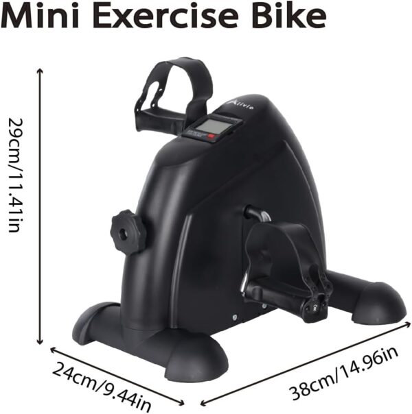 Alivio Portable Mini Exercise Bike Pedal for Arms, Legs, Workout, Gym Fitness Foot Pedal Exercisers Exercise Machine, Smooth Magnetic Resistance Drive with 5In LCD Display (Black) - Image 2