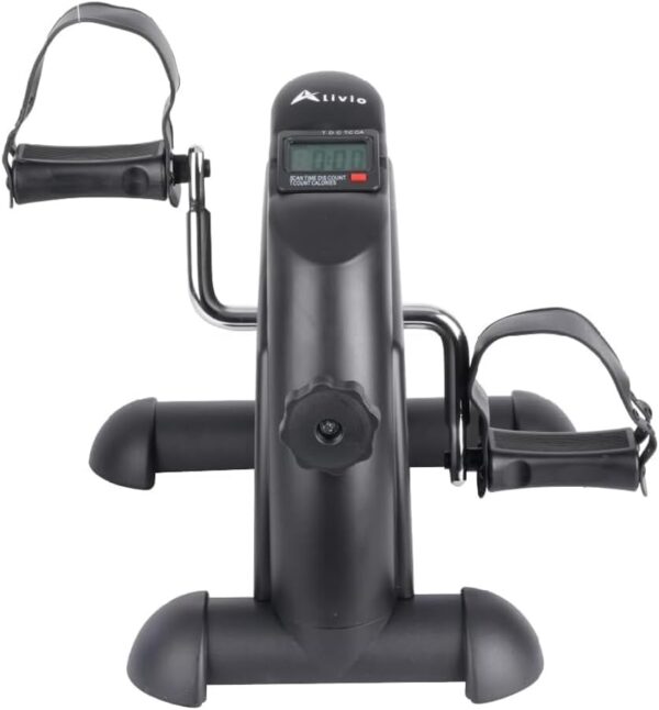 Alivio Portable Mini Exercise Bike Pedal for Arms, Legs, Workout, Gym Fitness Foot Pedal Exercisers Exercise Machine, Smooth Magnetic Resistance Drive with 5In LCD Display (Black)