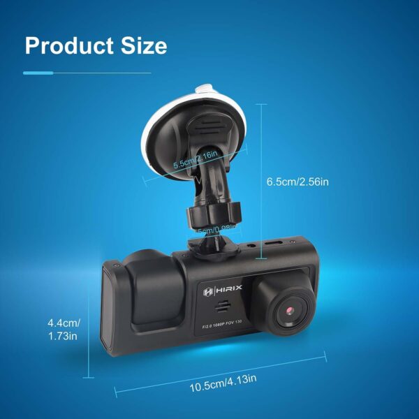 Alivio Night Vision Motion Detection Dash Cam Front and Rear Camera 1080P, G-sensor Full HD Dual Dash In Car Dashcam - Image 2