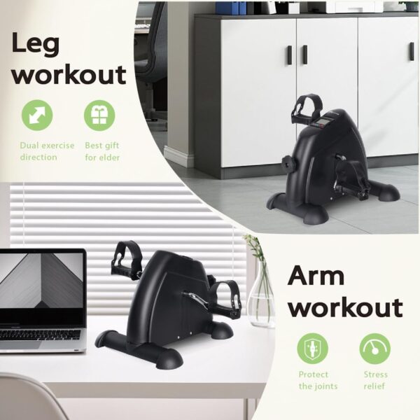 Alivio Portable Mini Exercise Bike Pedal for Arms, Legs, Workout, Gym Fitness Foot Pedal Exercisers Exercise Machine, Smooth Magnetic Resistance Drive with 5In LCD Display (Black) - Image 7