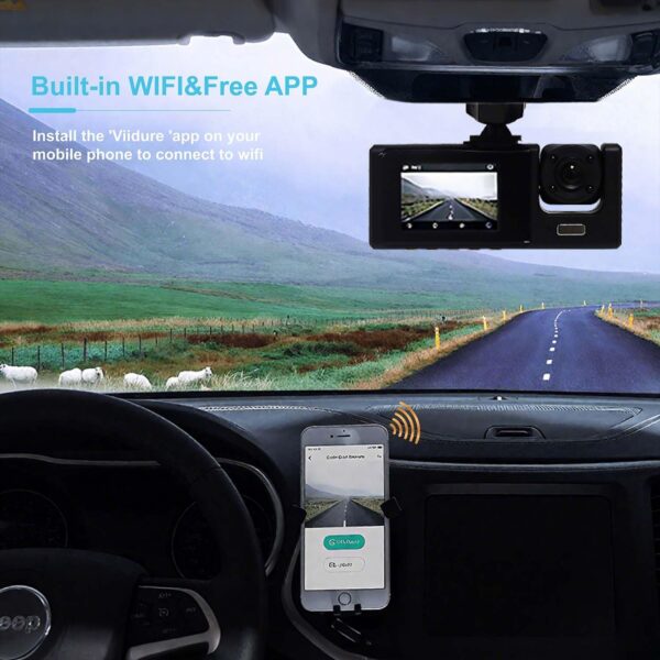 Alivio Night Vision Motion Detection Dash Cam Front and Rear Camera 1080P, G-sensor Full HD Dual Dash In Car Dashcam - Image 5