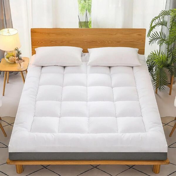 Alivio Soft & Fluffy Microfiber King Size Mattress Topper - Extra Thick Quilted Cover for Ultimate Comfort (White) - Image 3