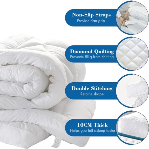 Alivio Soft & Fluffy Microfiber Single Mattress Topper - Extra Thick Quilted Cover for Ultimate Comfort (White) - Image 2