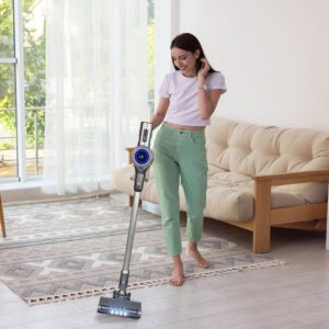 Alivio Cordless Vacuum Cleaner 250W with Touch Screen Self-Standing Design, Cordless Stick Vacuum & Wall-Mount Charging for Multiple Scenarios Carpet, Hard Floor, Pet Hair Up to 60 Mins Run Time