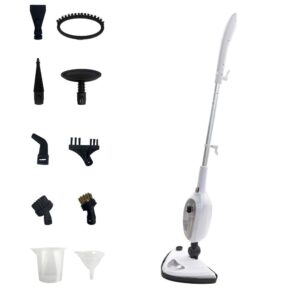 Alivio 10-in-1 Steam Mop Multipurpose Chemical-Free Steamer 1500W, Powerful Steam Cleaner with 300ml Water Tank & 10 Accessories for Multi-Surface Floors (White)
