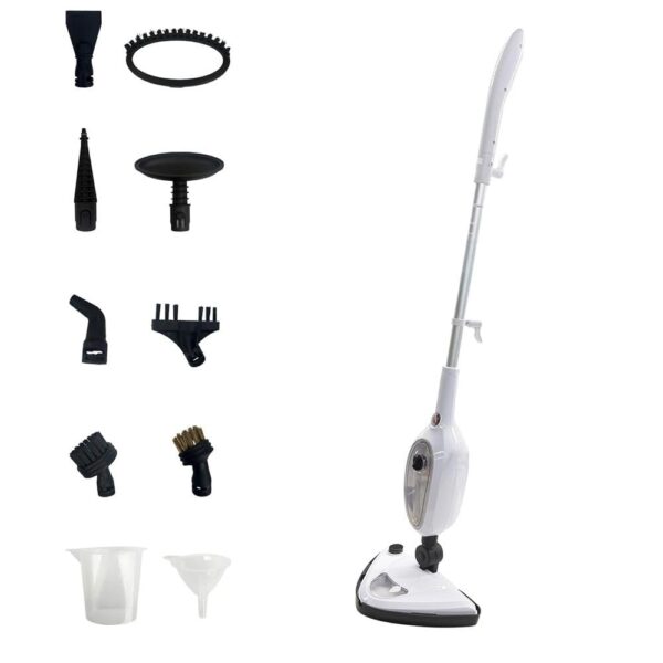 Alivio 10-in-1 Steam Mop Multipurpose Chemical-Free Steamer 1500W, Powerful Steam Cleaner with 300ml Water Tank & 10 Accessories for Multi-Surface Floors (White)