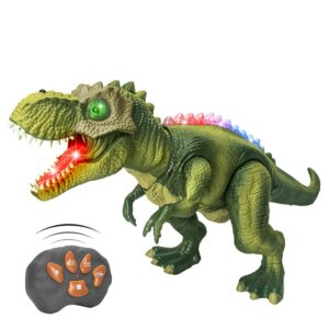 Alivio 7 Color LED Mist Spray Remote Control Dinosaur, Simulation RC T-Rex Dinosaur Toy Walking, Roaring & Shake Head Action, 3-Player Anti-Interference for Kids