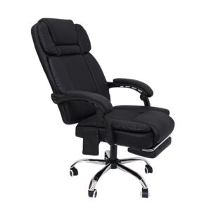 Alivio Heavy Duty Office Massage Chair, 360 Degree Swivel Recliner Chair with Footrest, Adjustable Lumbar Support, 7-Point Vibrating Massage Chair (Black)