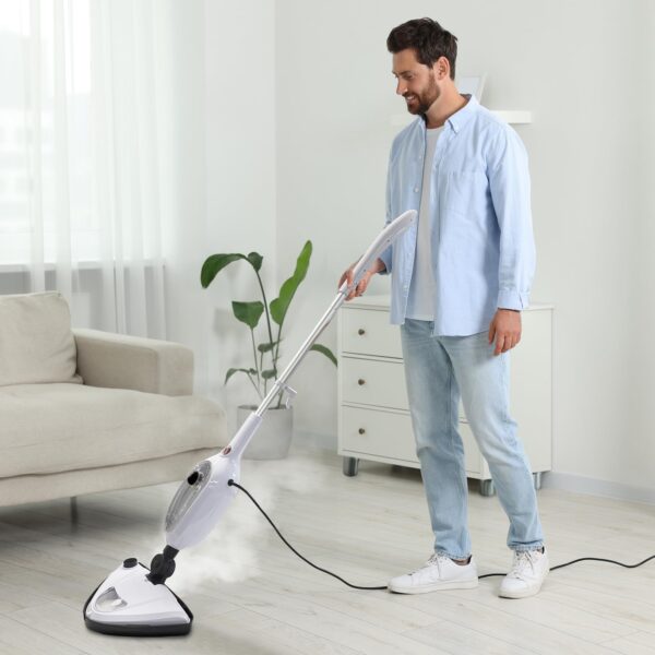 Alivio 10-in-1 Steam Mop Multipurpose Chemical-Free Steamer 1500W, Powerful Steam Cleaner with 300ml Water Tank & 10 Accessories for Multi-Surface Floors (White) - Image 2