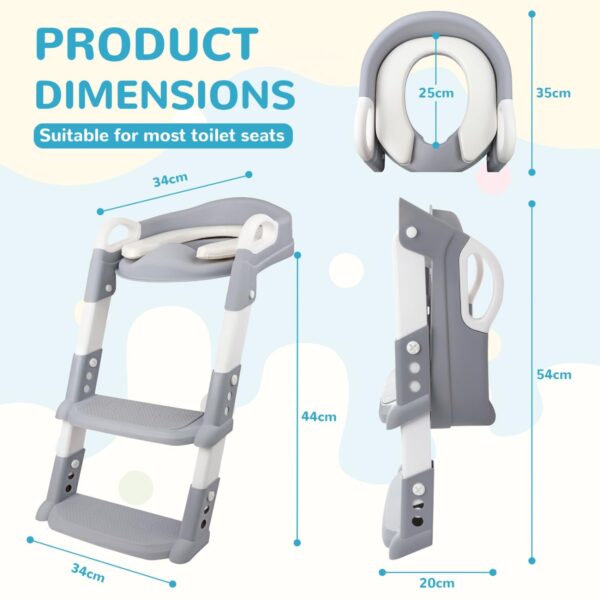 Alivio 2-in-1 Kids Potty Training Seat with Adjustable Ladder, Toddler Foldable Potty Trainer Non-Slip & Secure Handles for Kids 2-7 Yrs - Image 3