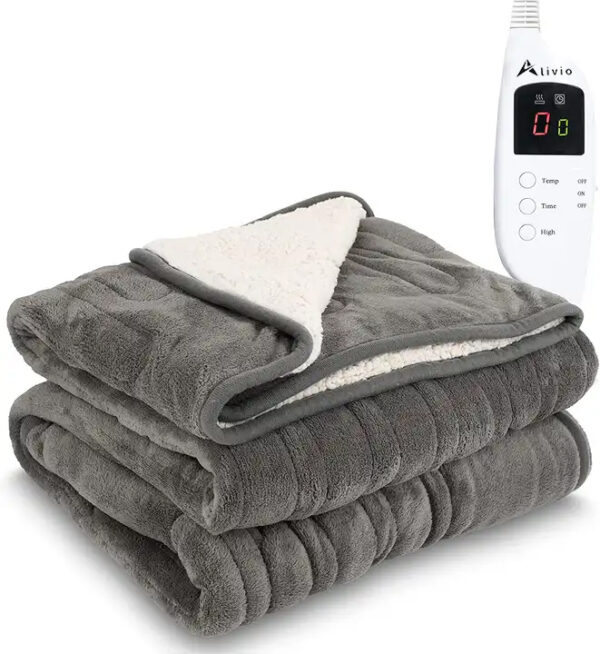 Alivio Premium Electric Heated Blanket with 7 Heat Levels & 9 Timer Modes – Fast Heating, Energy Efficient, Ultra-Soft 200 GSM Flannel, Machine Washable (4 colours) - Image 2