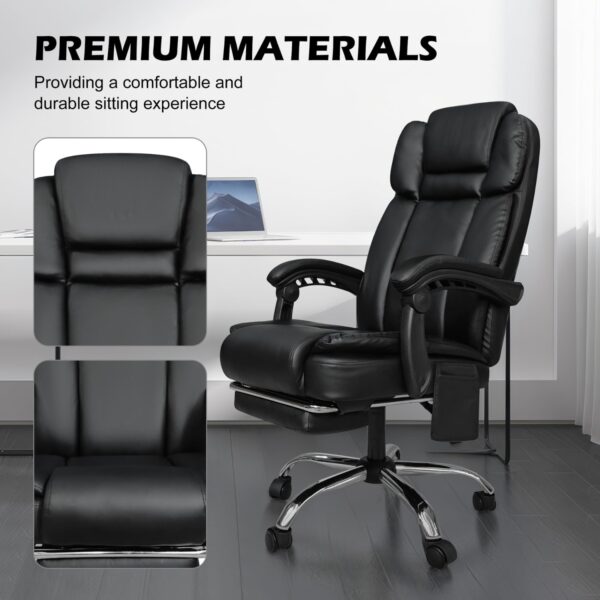 Alivio Heavy Duty Office Massage Chair, 360 Degree Swivel Recliner Chair with Footrest, Adjustable Lumbar Support, 7-Point Vibrating Massage Chair (Black) - Image 3