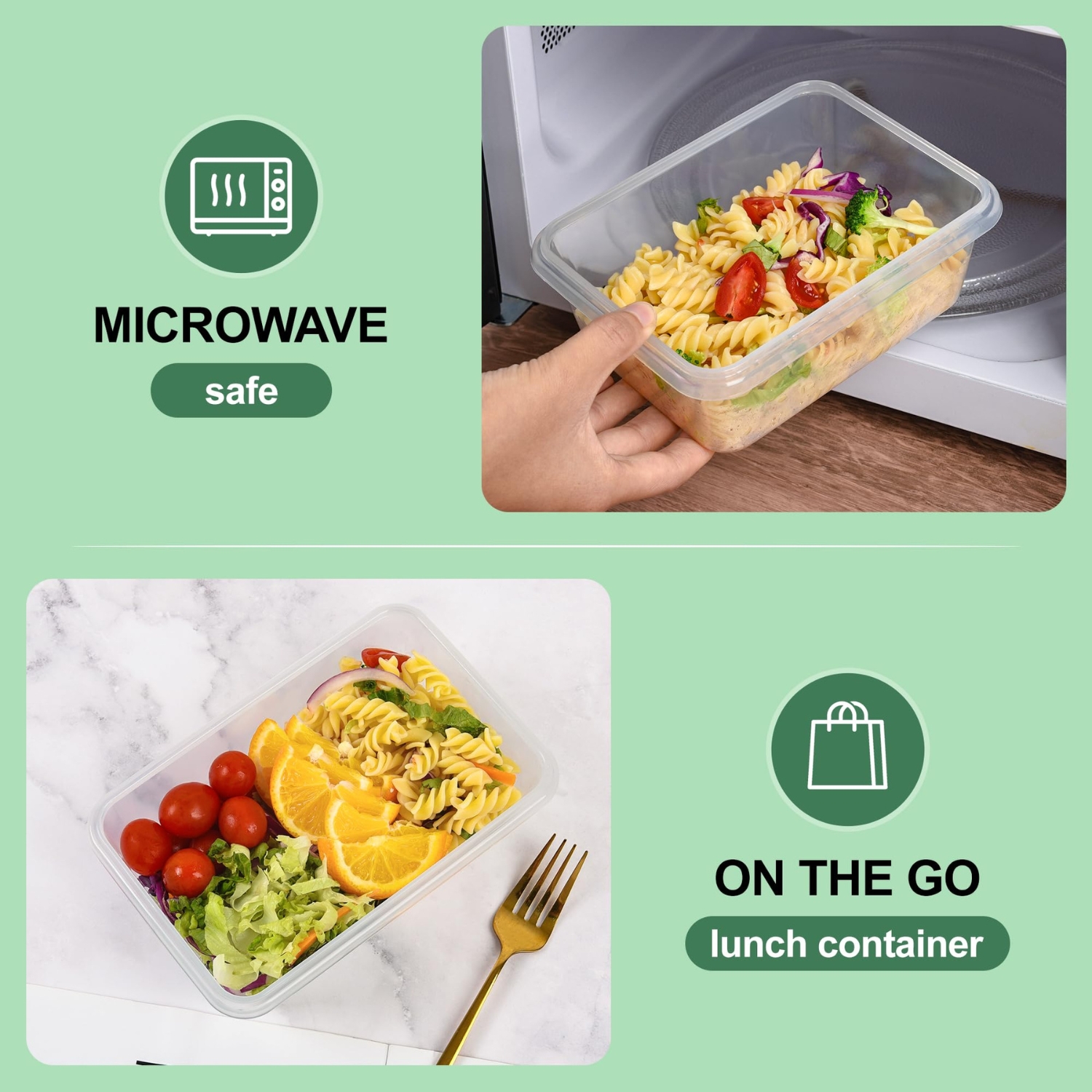 Alivio 24Pc Food Storage Containers, Meal Prep Containers with Leakproof Lid, Airtight Lunch Box, Microwave, Oven, Freezer & Dishwasher Glass Storage Box Multiple Size (Transparent, Set of 24pc) - Image 4