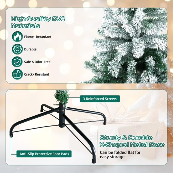 Alivio Snow Christmas Tree with Solid Metal Stand, Snow-Flocked Leaves Realistic Decorative Artificial Xmas Tree (6ft) - Image 5