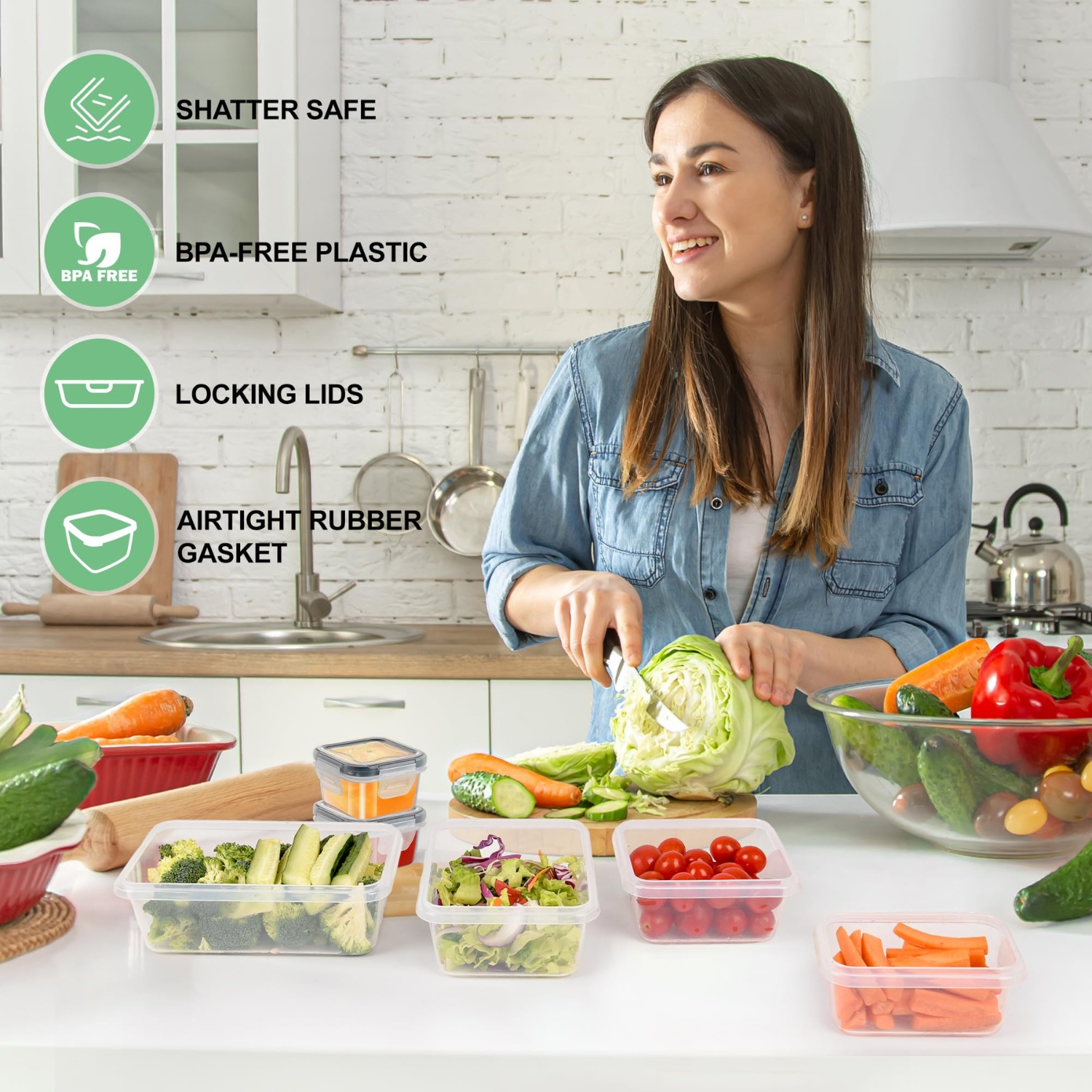 Alivio 24Pc Food Storage Containers, Meal Prep Containers with Leakproof Lid, Airtight Lunch Box, Microwave, Oven, Freezer & Dishwasher Glass Storage Box Multiple Size (Transparent, Set of 24pc) - Image 5