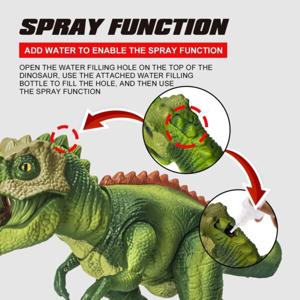 Alivio 7 Color LED Mist Spray Remote Control Dinosaur, Simulation RC T-Rex Dinosaur Toy Walking, Roaring & Shake Head Action, 3-Player Anti-Interference for Kids - Image 6