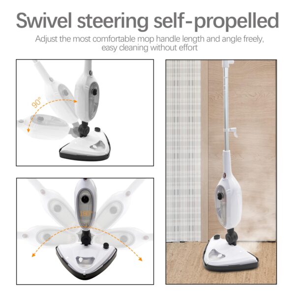 Alivio 10-in-1 Steam Mop Multipurpose Chemical-Free Steamer 1500W, Powerful Steam Cleaner with 300ml Water Tank & 10 Accessories for Multi-Surface Floors (White) - Image 6