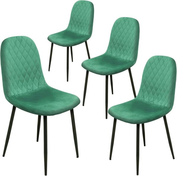 Alivio 4Pc Velvet Dining Chairs, Ergonomic Upholstered Seat with Curved Backrest, Metal Legs, Comfortable Plush Velvet for Dining, Lounge, Kitchen, Office, Indoor & Outdoor ( Pack of 4 ) - Image 3