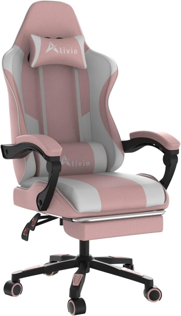 Alivio Ergonomic Gaming Chair with Massage Lumbar Cushion & Retractable Footrest, 360° Recline & Swivel Breathable Leather Office Massage Chair, PU Leather Video Game Chair (Multi colour) - Image 3