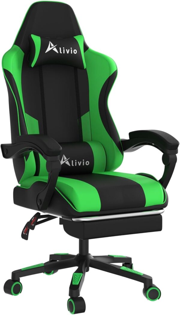 Alivio Ergonomic Gaming Chair with Massage Lumbar Cushion & Retractable Footrest, 360° Recline & Swivel Breathable Leather Office Massage Chair, PU Leather Video Game Chair (Multi colour) - Image 5