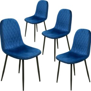 Alivio 4Pc Velvet Dining Chairs, Ergonomic Upholstered Seat with Curved Backrest, Metal Legs, Comfortable Plush Velvet for Dining, Lounge, Kitchen, Office, Indoor & Outdoor ( Pack of 4 )