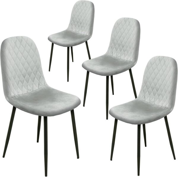 Alivio 4Pc Velvet Dining Chairs, Ergonomic Upholstered Seat with Curved Backrest, Metal Legs, Comfortable Plush Velvet for Dining, Lounge, Kitchen, Office, Indoor & Outdoor ( Pack of 4 ) - Image 6