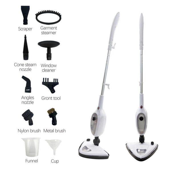 Alivio 10-in-1 Steam Mop Multipurpose Chemical-Free Steamer 1500W, Powerful Steam Cleaner with 300ml Water Tank & 10 Accessories for Multi-Surface Floors (White) - Image 7