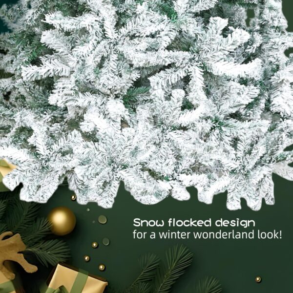 Alivio Snow Christmas Tree with Solid Metal Stand, Snow-Flocked Leaves Realistic Decorative Artificial Xmas Tree (6ft) - Image 7