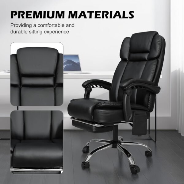 Alivio Heavy Duty Office Massage Chair, 360 Degree Swivel Recliner Chair with Footrest, Adjustable Lumbar Support, 7-Point Vibrating Massage Chair (Black) - Image 7
