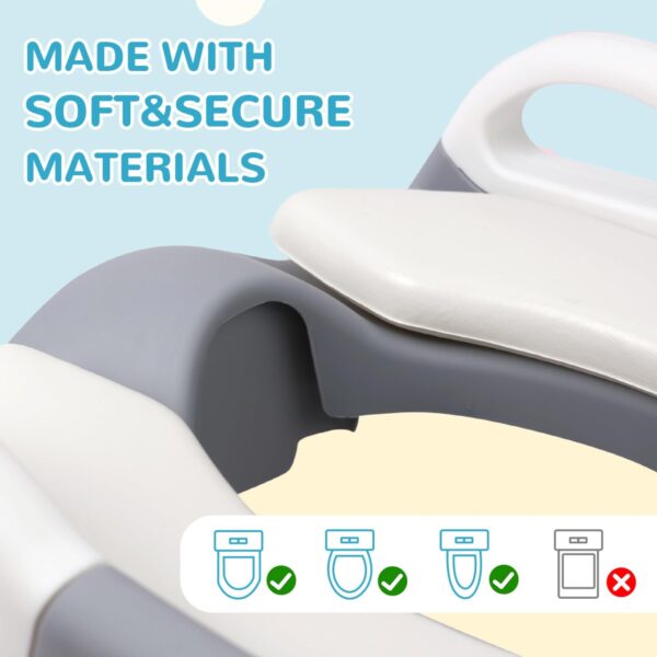 Alivio 2-in-1 Kids Potty Training Seat with Adjustable Ladder, Toddler Foldable Potty Trainer Non-Slip & Secure Handles for Kids 2-7 Yrs - Image 8