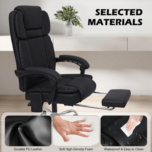 Alivio Heavy Duty Office Massage Chair, 360 Degree Swivel Recliner Chair with Footrest, Adjustable Lumbar Support, 7-Point Vibrating Massage Chair (Black) - Image 8