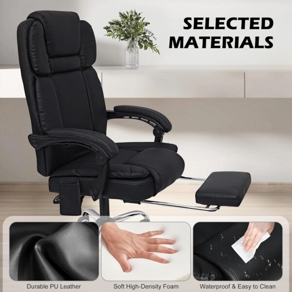 Alivio Heavy Duty Office Massage Chair, 360 Degree Swivel Recliner Chair with Footrest, Adjustable Lumbar Support, 7-Point Vibrating Massage Chair (Black) - Image 2