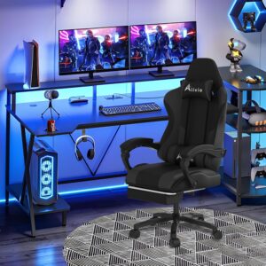 Alivio Ergonomic Gaming Chair with Massage Lumbar Cushion & Retractable Footrest, 360° Recline & Swivel Breathable Leather Office Massage Chair, PU Leather Video Game Chair (Multi colour)