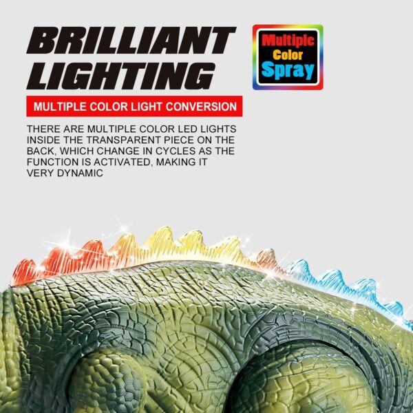 Alivio 7 Color LED Mist Spray Remote Control Dinosaur, Simulation RC T-Rex Dinosaur Toy Walking, Roaring & Shake Head Action, 3-Player Anti-Interference for Kids - Image 9