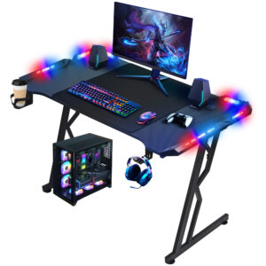 Ergonomic LED Gaming Desk with Wireless Lighting