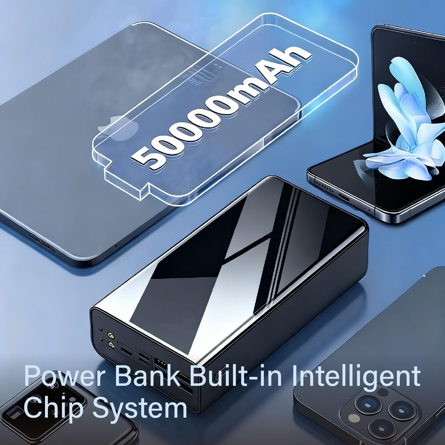 Alivio Compact 50000mAh Ultra High-Capacity Power Bank, Digital LED Display Multi-Layer Smart Protection Built-in Flashlight & SOS - Ideal for Outdoor Use - Image 9