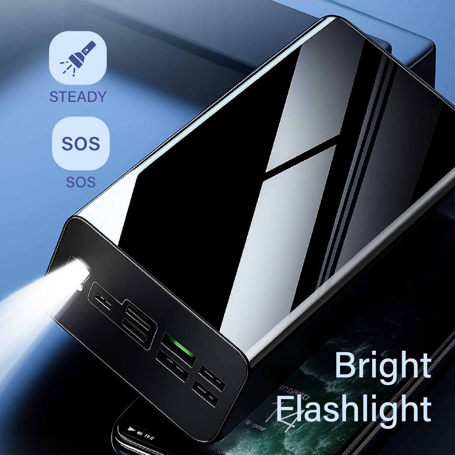 Alivio Compact 50000mAh Ultra High-Capacity Power Bank, Digital LED Display Multi-Layer Smart Protection Built-in Flashlight & SOS - Ideal for Outdoor Use - Image 4