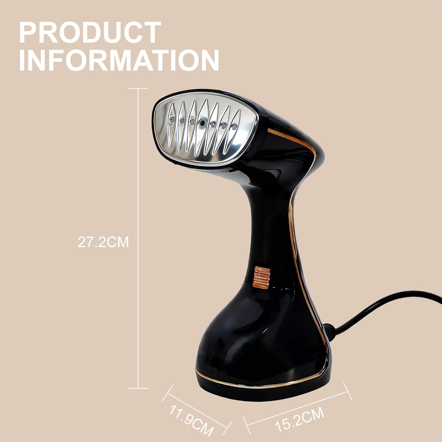 Alivio 20s Fast Heating Handheld Garment Steamer – 1780W Powerful Steam Iron with 320ml Tank, 3-Speed Steam Control & 7 Steam Outlets (Black) - Image 2