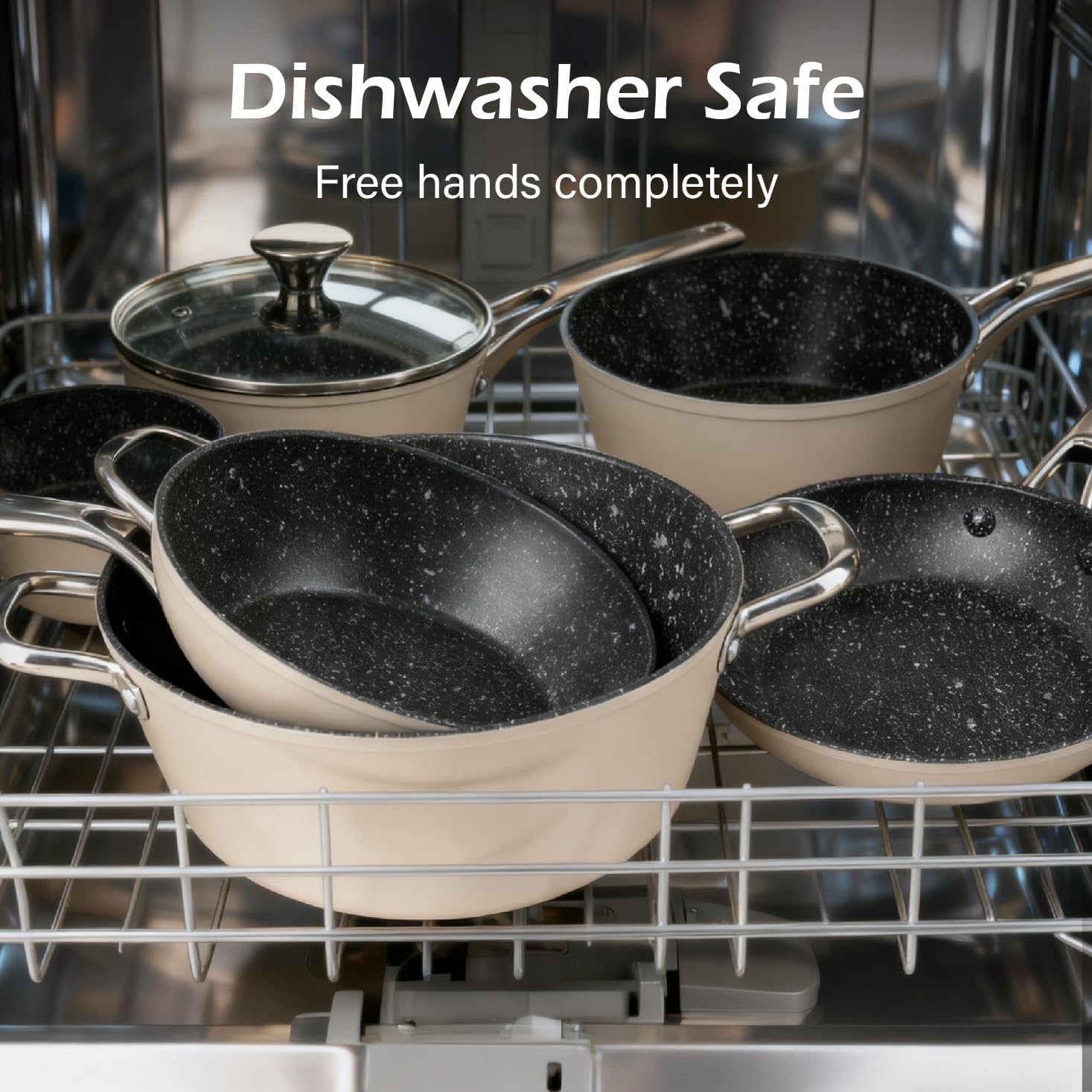 Alivio 10Pc Aluminum Alloy Cookware Set, Compatible with All Cooktops – Induction, Gas, Electric & Halogen - Dishwasher Safe, Non-Stick & Easy to Clean - Image 3