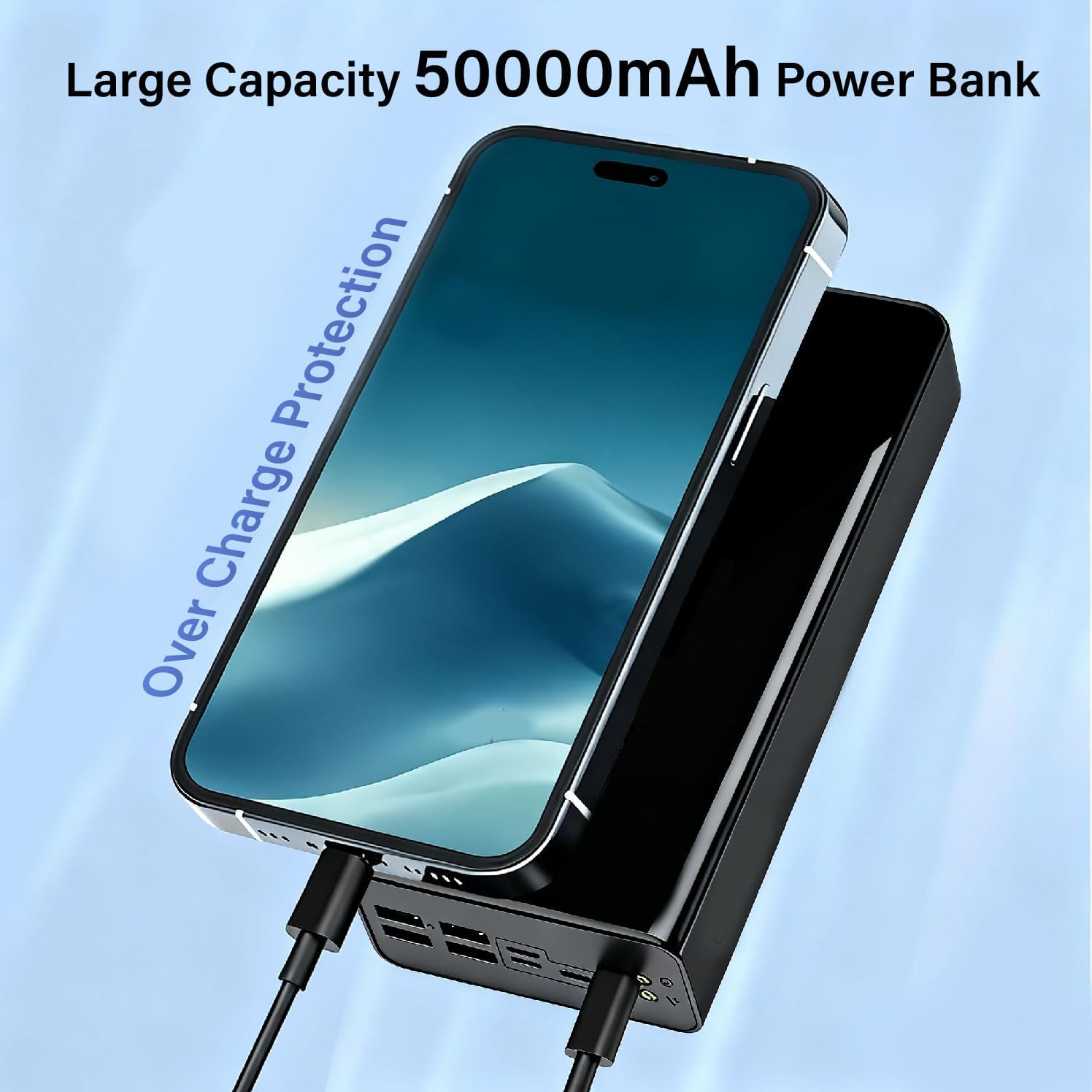 Alivio Compact 50000mAh Ultra High-Capacity Power Bank, Digital LED Display Multi-Layer Smart Protection Built-in Flashlight & SOS - Ideal for Outdoor Use - Image 6