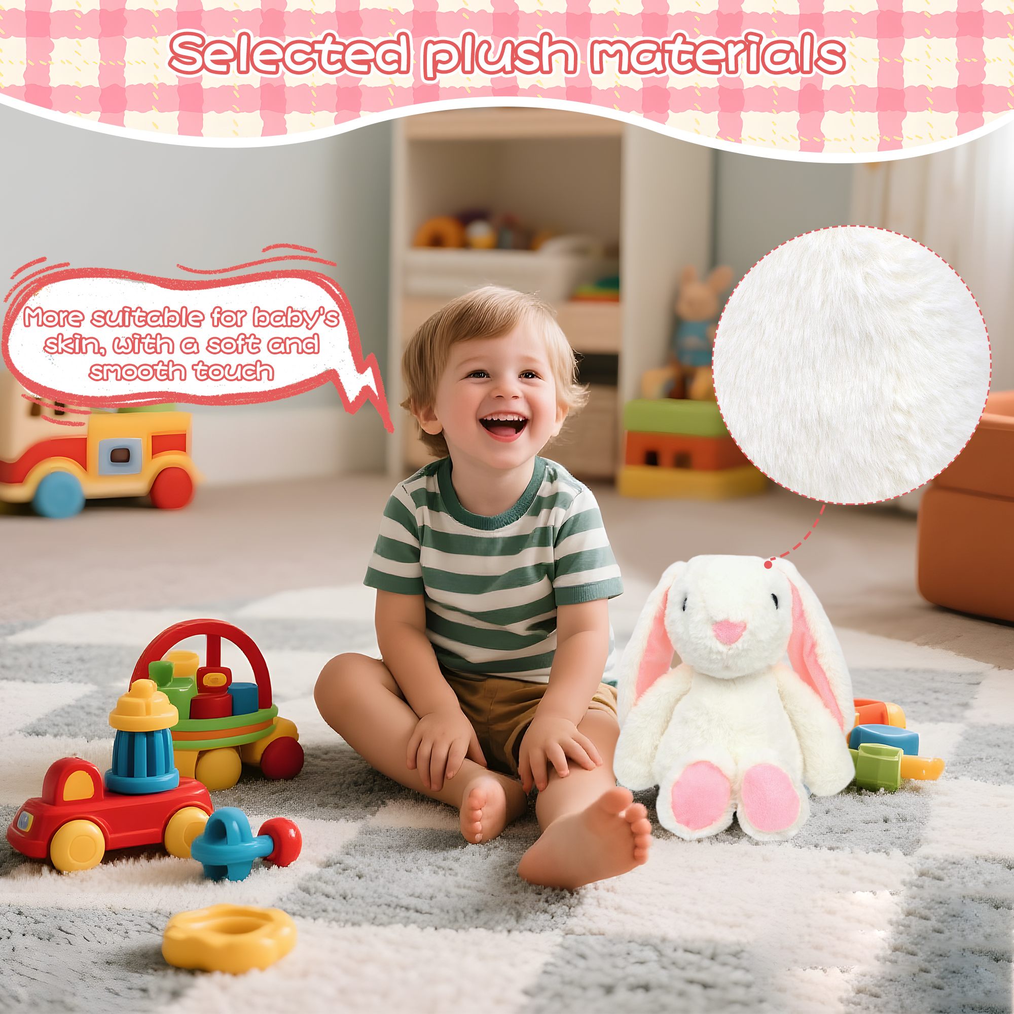 Alivio Singing Music Bunny - Baby Sleep Soother Plush Toy, 4 Modes Music, Breathing, Belly Fluctuation & Warm Light, Ultra Soft Cuddly Bunny for Newborns, Infants & Toddlers (White) - Image 3