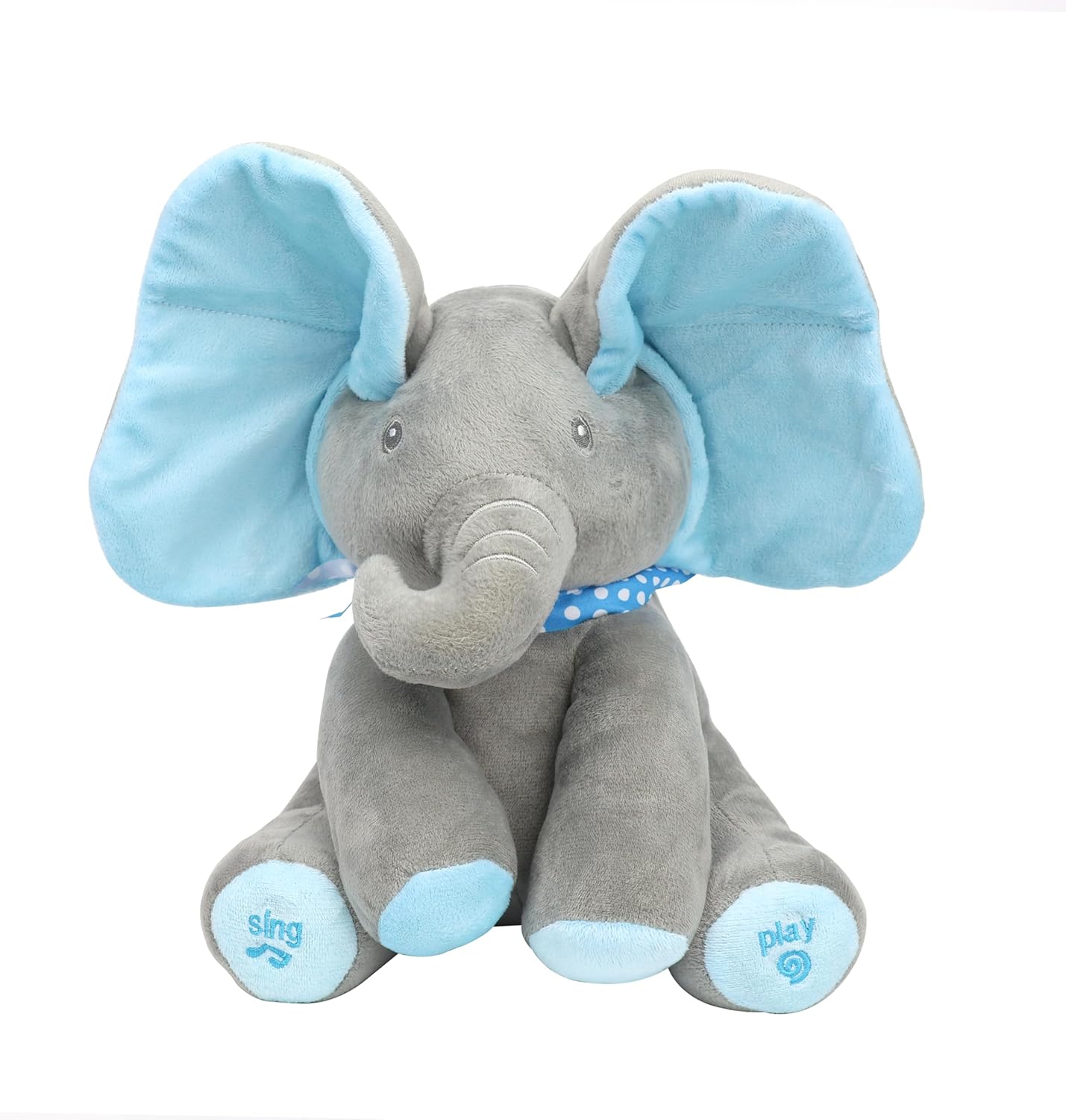 Alivio Peek A Boo Singing Elephant Plush Toy, Talking Singing Elephant Plush Huggable Baby Toy for Baby Toddlers Kids Boys Girls (Blue & Grey / Pink & Grey)